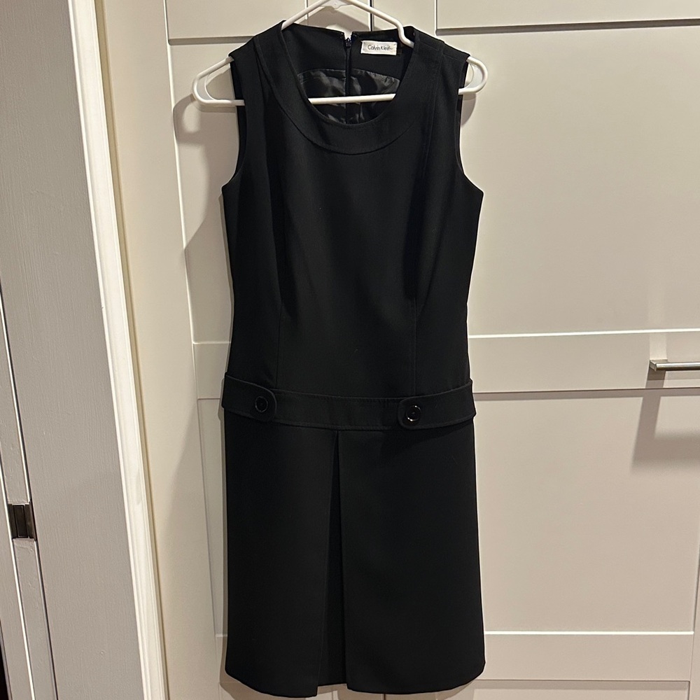 Calvin Klein Black Midi Dress with Button Detail